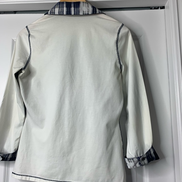 Karen Millen Navy White Tie-Dye Top Shirt Pattern Embroidery Women’s Size US M - Picture 7 of 16